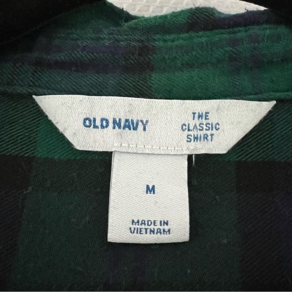 Old Navy Classic Flannel Shirt Green/Navy plaid women’s medium - Picture 3 of 6